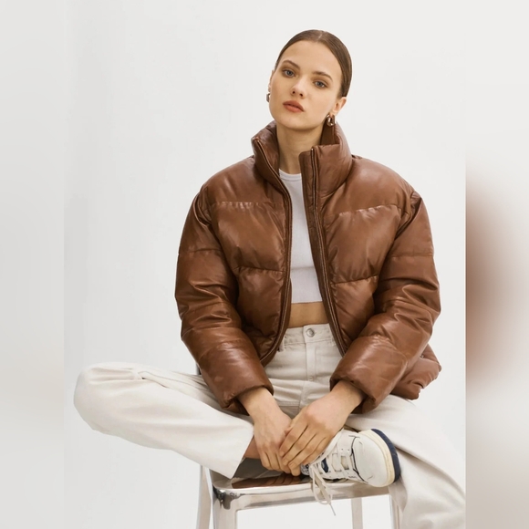 LAMARQUE IRIS LEATHER PUFFER JACKET - Picture 4 of 4